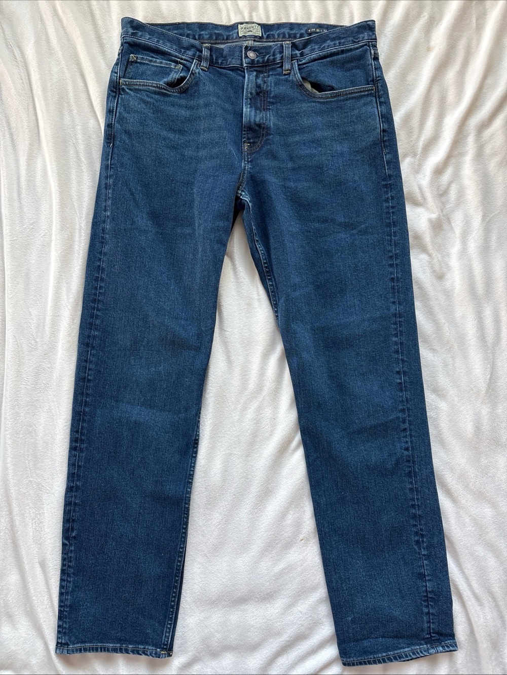 Faherty Mens Slim Straight Jeans 34x32 Cove Point Wash MDF2302 Organic Cotton